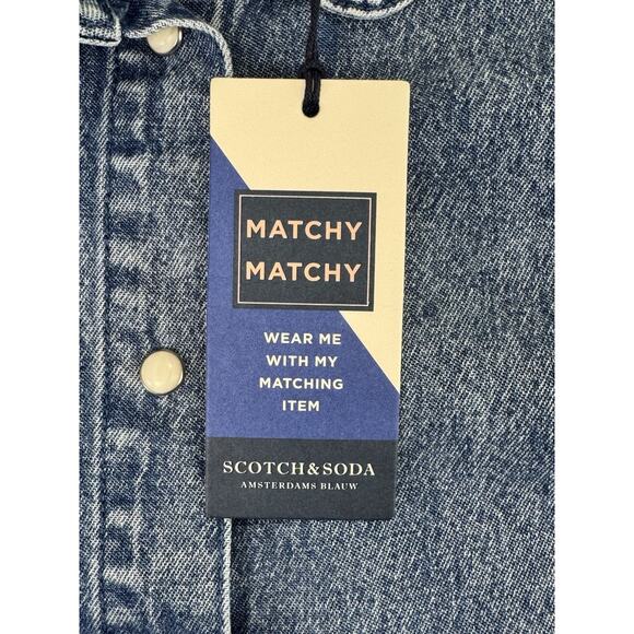Scotch and Soda Amsterdams Blauw Matchy Matchy denim SS button down size Medium - Picture 6 of 15